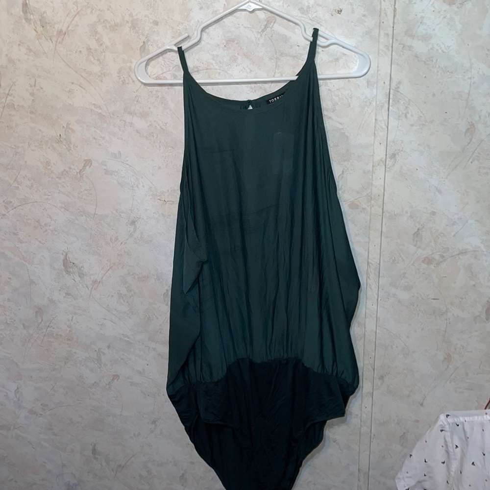 GREEN CREPE HIGH NECK BODYSUIT
